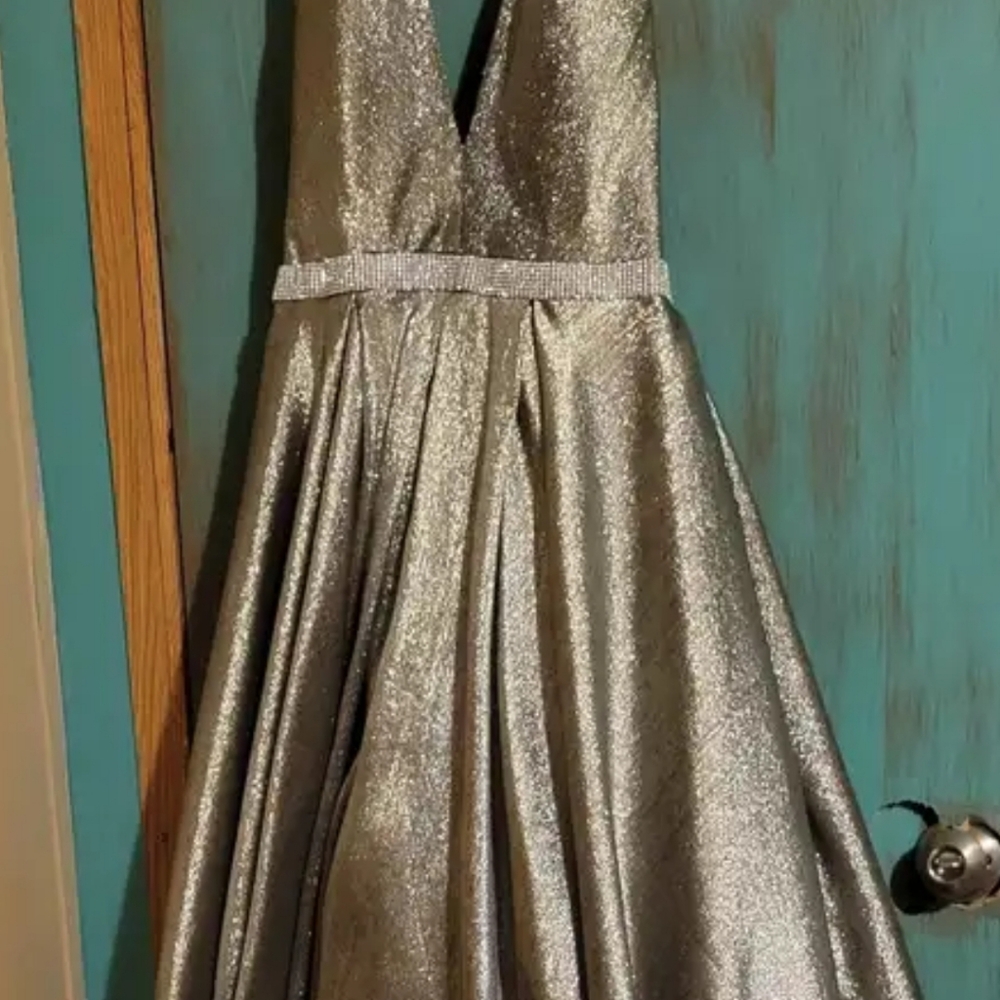 Silver Prom dress $150 obo Size 6, Tan dress $50 Sizes 6 & 14,
